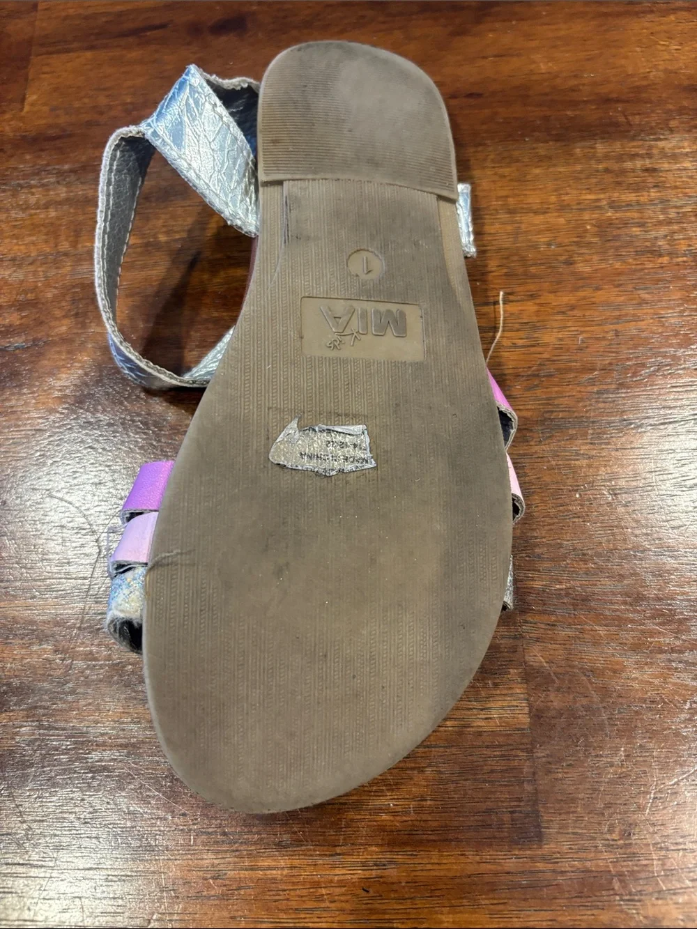 MIA Pink, Light Pink & Silver Glitter Girls' Strappy Sandals size 1